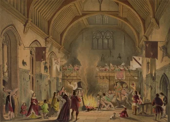 Banket in de baroniale hal, Penshurst Place, Kent, uit 